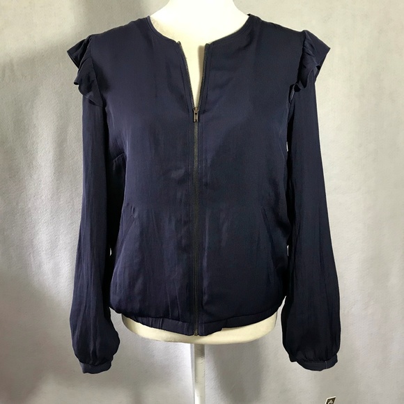 NEW LC Lauren Conra Blue Ruffled Jacket Size 10 - Picture 3 of 7